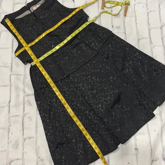 Tulle for Anthropologie Black Polka Dot Sleeveless Peplum Pleated Midi-Dress - Picture 11 of 11